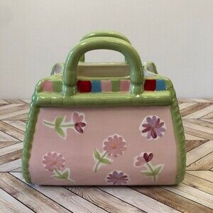 Ceramic Purse Planter Soft Ballerina Pink Cottage Boho Chic